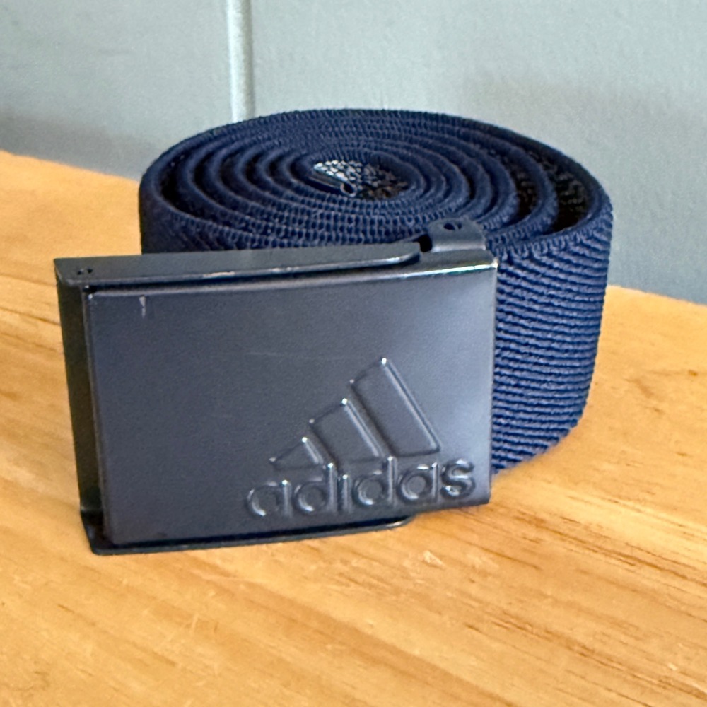 Adidas Mens Golf Webbing Belt Navy Blue Reversible Adjustable Metal Buckle M/L
